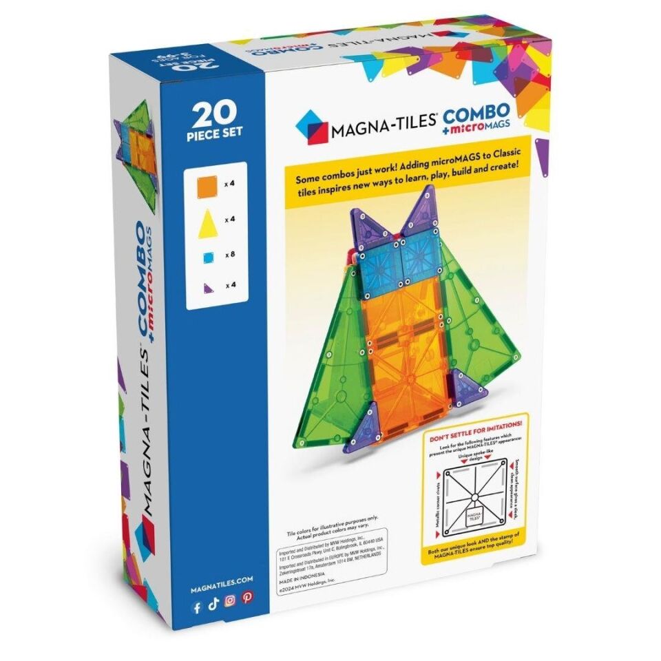 MAGNA-TILES - Combo + microMAGS Manyetik Bloklar - 20 Parça