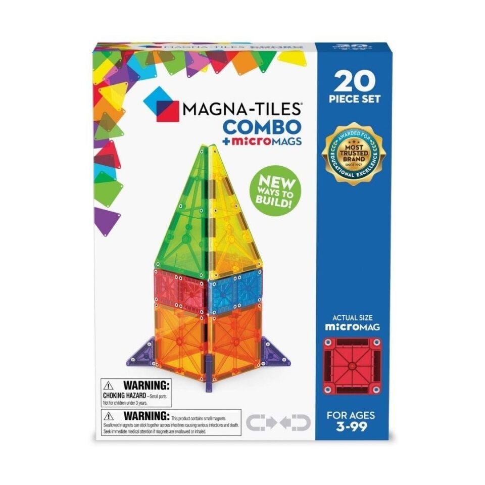 MAGNA-TILES - Combo + microMAGS Manyetik Bloklar - 20 Parça