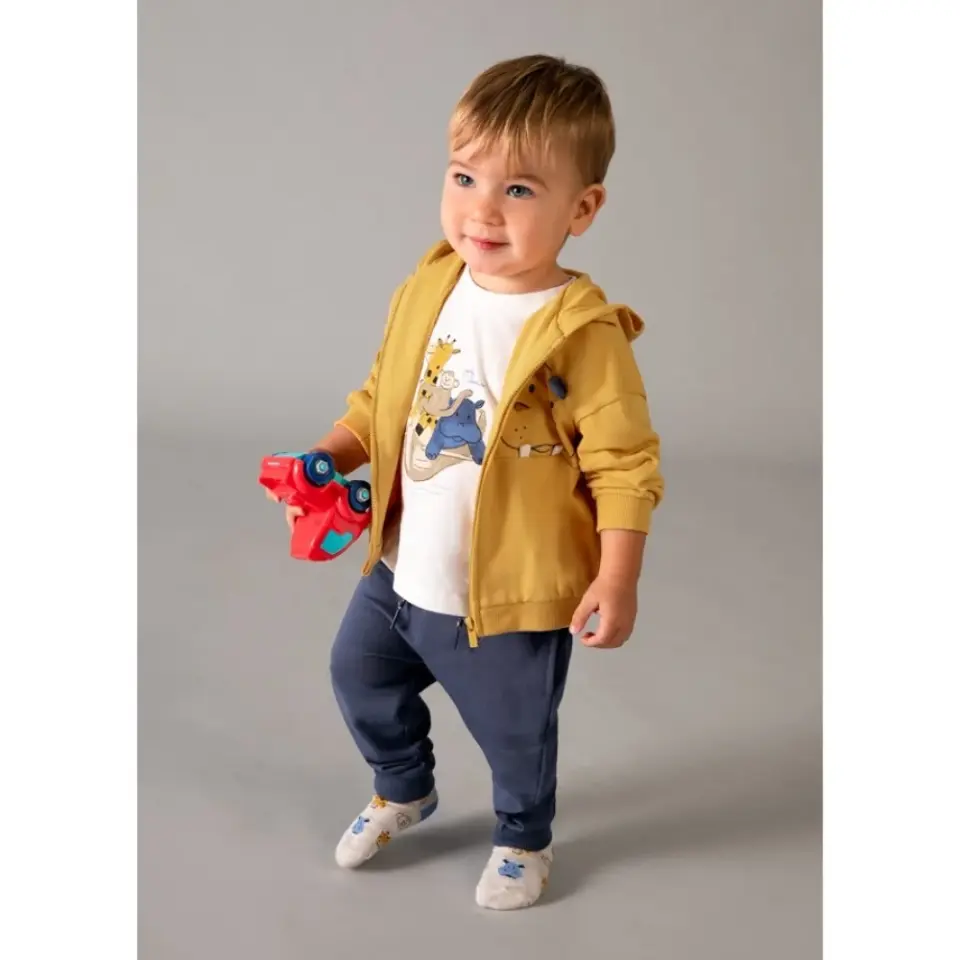 Mayoral 1833 Erkek Bebek T-shirt Eşofman Ceket 3'lü Set Turuncu