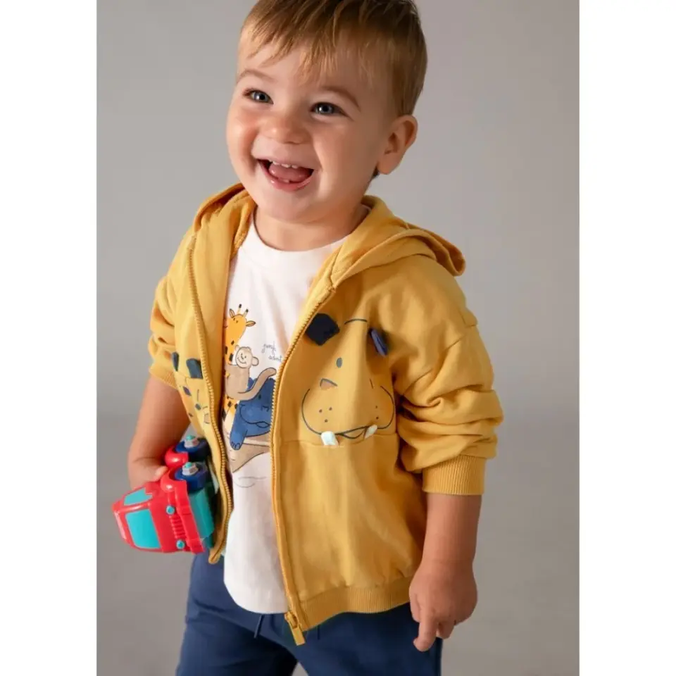 Mayoral 1833 Erkek Bebek T-shirt Eşofman Ceket 3'lü Set Turuncu