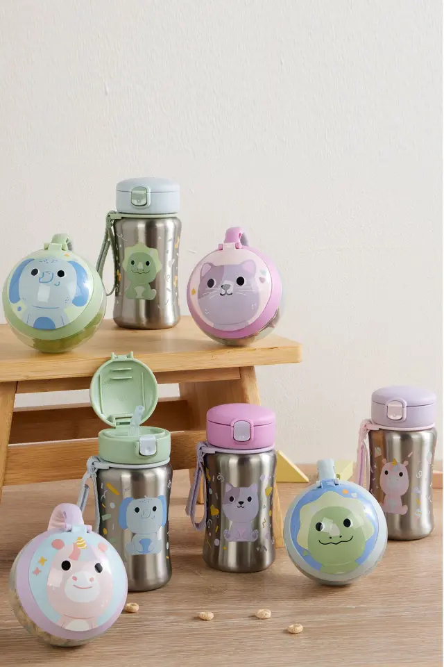 Skip Hop Besties Squad Pipetli Paslanmaz Çelik Suluk - Dinozor
