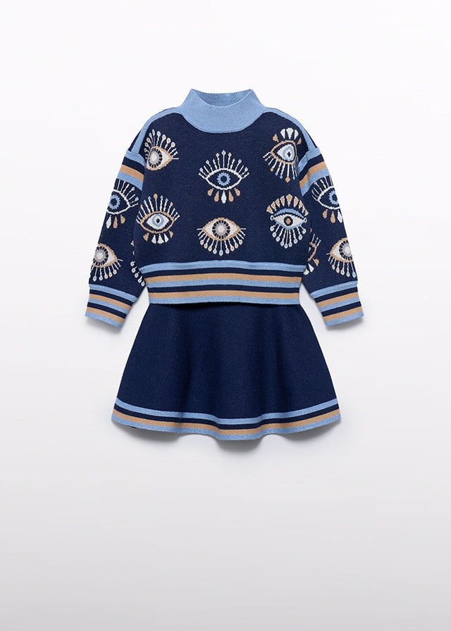 Abel & Lula  Örgü Jakarlı Etek Takımı