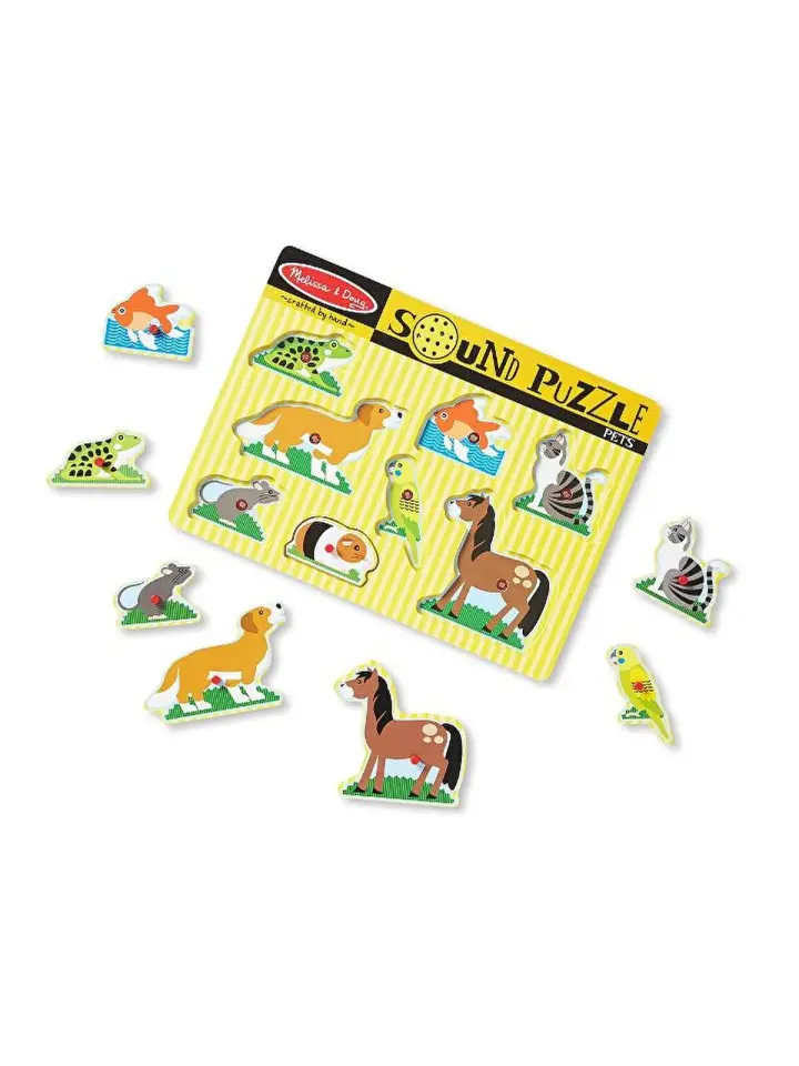 Melissa & Doug Ahşap Sesli Yapboz - Evcil Hayvanlar