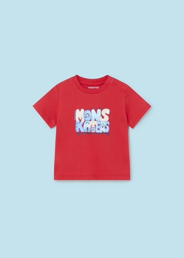 Mayoral 1656 Yazlık Erkek Bebek T-shirt Şort 3'lü Set Kırmızı