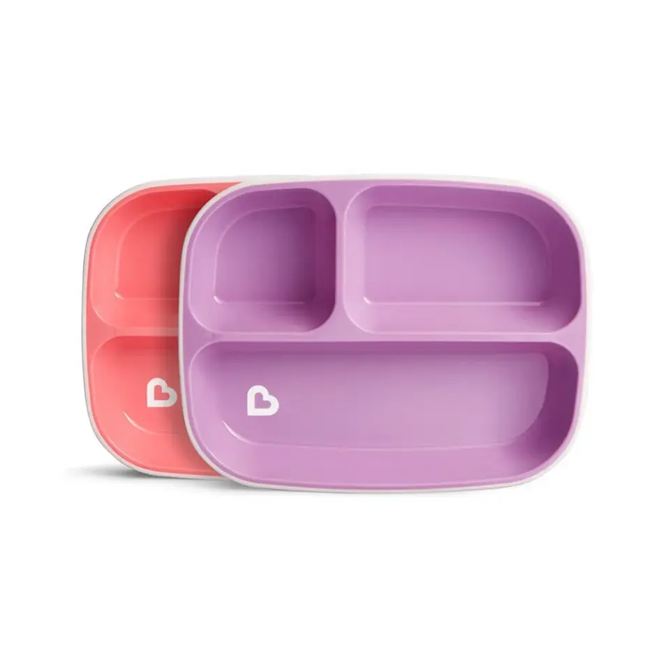 Munchkin Sıçrama Engelleyici Bölmeli Tabak 6 Ay+ Pembe/Mor 2 Adet