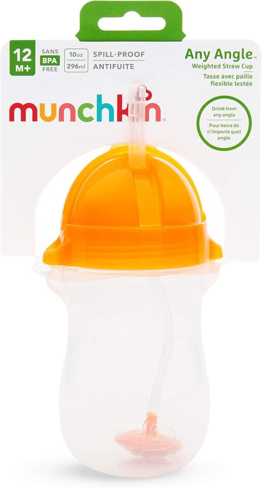 Munchkin Tık Kilit Uçlu Pipetli Alıştırma Bardak 12 Ay+ 296ml Turuncu