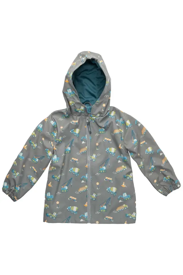 Stephen Joseph Erkek Çocuk Kapişonlu, Astarlı Yağmurluk İnşaat Makineleri